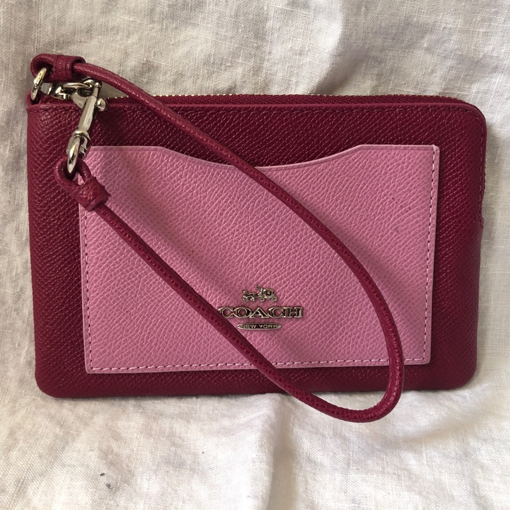 Coach small wristlet with outside card pocket
